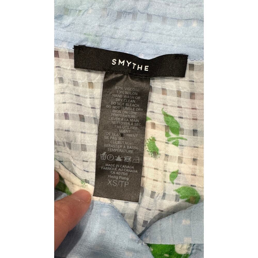 SMYTHE Sheer Button Down Floral Feminine Blouse Oversized Size S - Picture 5 of 7